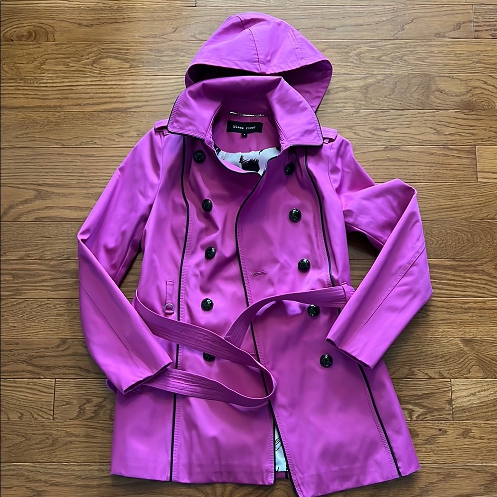 Women's Pink Hooded Trench Coat